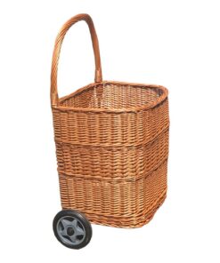 WEECO Einkaufswagen mit Rollen aus Weidengeflecht - Leichter Transportkorb für Einkaufen & Holz