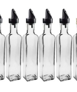 hocz Glasflaschen Set 24 teilig 500 ml Gold Deckel Schwarz Ausgießer Saftflaschen Likörflaschen für eigenes Öl Schnäpse