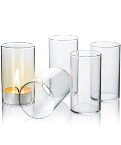 Windlicht Glaszylinder Ohne Boden 7cm Durchmesser für Wohnzimmer und Schlafzimmer Dekouled Ersatzglas 4 Stücke 7x10cm