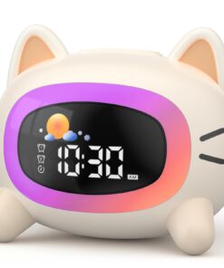 LIORQUE Kinder Schlaftrainer Lichtwecker Nachtlicht Dual Wecker Soundmaschine Wiederaufladbar Kinderwecker Kleinkind