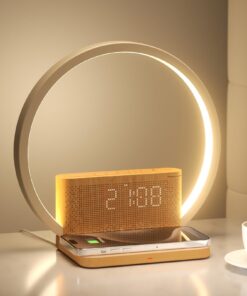 Tageslicht Sonnenaufgangswecker Nachttischlampe mit Ladefunktion, 10 Naturklänge, 3-Stufen Touch Dimmer für Schlafzimmer