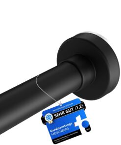 MEISENBERG Vorhangstange ohne Bohren - Teleskop Schwarz Ø 25 mm (50-80 cm) für Fenster & Dusche