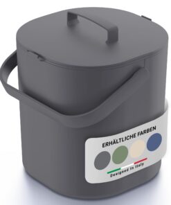 PTMS® Biomüll Spülmaschinenfest Küche - praktischer Deckel zum Einhängen & Innensieb - Komposteimer für moderne Küchen i