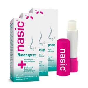 Nasic Nasenspray Wirkplus | Abschwellendes & wundheilungsförderndes Schnupfenspray für Erwachsene | Sparset 3 x 10 ml in
