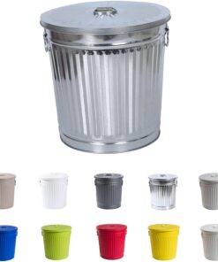 Jinfa Retro Metalltonne 7L – Kleiner Mülleimer mit Deckel für Küche & Bad – Vielseitiger Ascheeimer & Biomüllbehälter