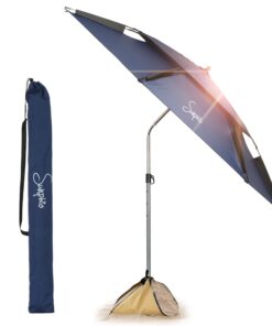 Sunphio Sonnenschirm Strand 220 cm UV-Schutz 50 Windfest Reiseleicht Tragbar