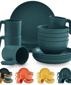 Kyraton Kunststoffgeschirr Set mit BPA-freiem Design für 4 Personen | Kyraton Kunststoffgeschirr Set unzerbrechlich und