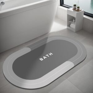 Dolic Badematte, super wasserabsorbierende Gummi-Badezimmermatte für Badezimmer & Küche (Light Grey 43 x 80 cm)Carbonfre
