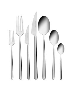 Karaca Boreas 12-Personen Besteck Set für Elegantes Essen Modern, Silber Luxe Messer, Gabeln & Löffel Rostfrei Spülmasch