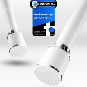 MEISENBERG Teleskopstange – ideal für Vorhange & Gardinen – Ausziehbar – 370-420 cm – Ø32mm – Weiß – Bohrenfrei – Klemms