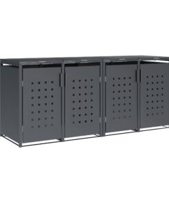 DEGAMO 4-er Mülltonnenbox für Recycling und Abfall Stahl verzinkt Anthrazit | DEGAMO Mülltonnenhaus 120/240 Liter Recyc