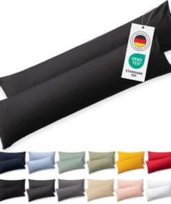 Blumtal Seitenschläferkissen Bezug 100% Baumwolle Oeko-Tex Zertifiziert - Anthrazit - Kissenhülle mit Reißverschluss