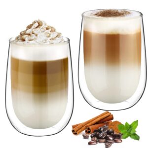 Glastal Doppelwandige Latte Macchiato Gläser 350ml Set für Kaffeetassen und Teegläser Kaffeeglas Borosilikatglas 2er Set