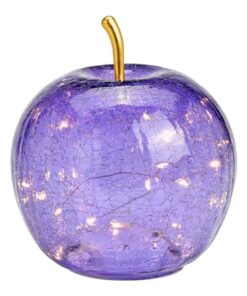 G. Wurm Dekoleuchte Apfel (S) Glas, Helllila - Apfel Lampe mit LED Lichterkette – Dekolampe für Schlafzimmer und Zimmerd