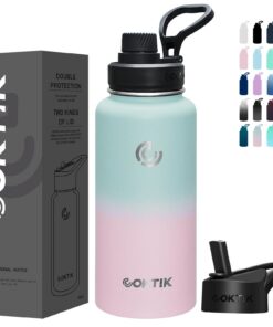 COKTIK Sport-Wasserflasche Bubble Gum - vakuumisolierte Edelstahl-Trinkflasche mit 3 Deckeln für Reisen, Wandern, Radfah