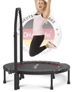 DH FitLife Fitness Indoor Trampolin klappbar ohne Installation | Stabiler und leiser für Kinder und Erwachsene | Tragfäh