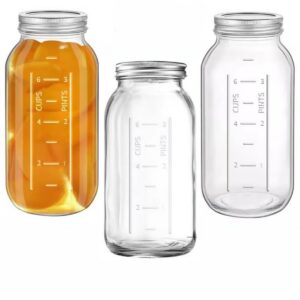 3 Stück 64oz Mason Jars mit luftdichten Deckeln für Canning, Fermentieren und Lagerung