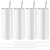 Wrtysully Sublimation Schlank Gerade Edelstahl Becher 20 Oz Mit Deckel und Stroh Halm, 4 Packungen