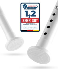 MEISENBERG Gardinenstange ohne Bohren Teleskopstange 210–260 cm Ø 25 mm Weiß – Vorhangstange/Klemmstange für Fenster, Ra