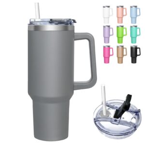 HNCY Thermobecher mit Isolierung 1180ML für Heißkalte Getränke, Tumbler fürweg mit Deckel & Strohhalm, Edelstahl-Thermo-