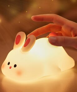 Silikon Hase Nachtlampe Kinder - USB Aufladbar LED Dimmbar.Timer Geschenk für Mädchen und Jungen Kindersicher Sommerspro