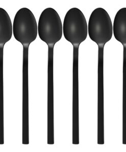 GRÄWE Serie Lissabon Kaffeelöffel, 6er Set, schwarz, Edelstahl titanbeschichtet, hochglanzpoliert, spülmaschinengeeignet