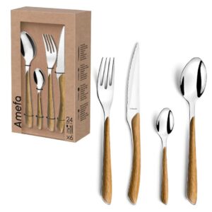 Amefa ECLAT Besteck Set NATURE Braun | Edelstahl rostfrei | spülmaschinenfest | für 6 Personen | Holzoptik | Suche nach