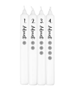 Herz & Heim® Adventskerzen im 4er Set – Weihnachtskerzen für Adventskranz (Schneeflocken)