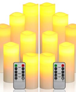 Da by LED Kerzen - Batteriebetrieb, Vielfalt an Designs, perfekt für-events, moderner Glücksgriff, 12 Stück (2xH 20 cm,