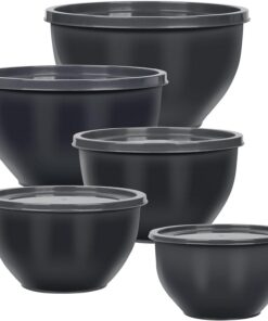 Salatschüssel Set mit Deckel ideal für Küche - BPA-frei (Grau) Nesting-Schüssel-Set für Küche mit Deckel - Großes Schü