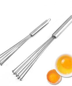 304 Edelstahl Kugelbesen Schneebesen-Set für Küche und Campen - Mixen, Kochen, Rühren, Schlagen - 2 Stück - 92mm Ø