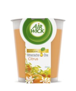 Air Wick Wohlfühl-Duftkerze XL im Glas - Duft: Citrus - Bis zu 40 Stunden Brenndauer - Enthält natürliche ätherische Öle
