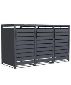 Valto 3 Mülltonnenbox mit Lamellendesign und Gasdruckdämpfer für den Haushalt | Valto 3 Mülltonnenbox Klappdach mit Gas