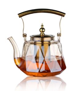 Teekanne mit Siebeinsatz für Losen Tee Oder Beutel - Modern Heat Resistant Glass Teapot für Herd und Elektroherd (1L, Br