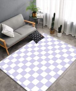Mateju Teppich Schlafzimmer Wohnzimmer Waschbarer Flanell Teppiche (60x90cm, lila weiß)