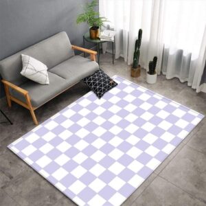 Mateju Teppich Schlafzimmer Wohnzimmer Waschbarer Flanell Teppiche (60x90cm, lila weiß)