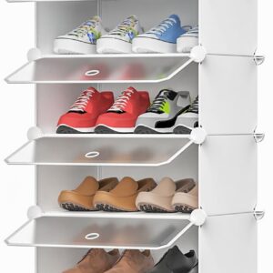 HOMIDEC Weißes Schuhregal mit Transparenten Ebenen für Schrank, Flur und Schlafzimmer | HOMIDEC Kunststoff-Schuhregal m