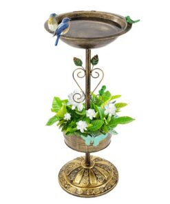 Giole Pflanztopf Vogeltränke, 33 cm Durchmesser, für Garten und Hof, 73 cm hoch, attraktive Vogelfutterbank