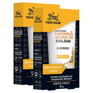 TIGER BALM Nacken & Schulter Balsam – Natürlicher Balsam für Verspannungen – Pflegend und ideal für unterwegs – 2 x 50 g