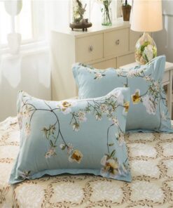 Boqingzhu 2er Pack Hochwertiger Kissenbezug 40x80cm Blumen Grün Beige für Schlafzimmer 100% Microfaser OEKO-TEX STANDARD