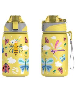 Edelstahl Trinkflasche FJBottle Kinder 400ML - 1-Klick-Öffnung, BPA-Frei, Auslaufsichere Thermflasche, Kohlensäure geeig