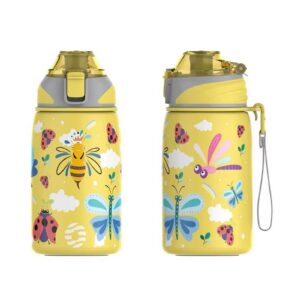 Edelstahl Trinkflasche FJBottle Kinder 400ML - 1-Klick-Öffnung, BPA-Frei, Auslaufsichere Thermflasche, Kohlensäure geeig
