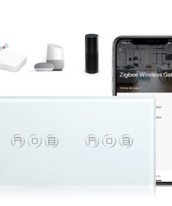 BSEED ZigBee Doppelt Rollenschalter mit Berührungskontakt für Glasscheibe Alexa/Glasvollkompatibilität Weiß | BSEED Zig