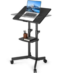 5Rcom Höhenverstellbarer Schreibtisch mit Rollen für Home Office Höhenverstellbar bis 120 cm, Laptop Ständer kippt um 40