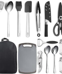 Kyraton Camping Kochgeschirr Set 15 Stück - Edelstahl, ideal für Backpacking, Grillen und Camping - Top-Suchbegriffe ink