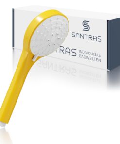 SANTRAS® Handbrause mit dreifach verstellbarem Duschkopf für die ganzen Familie im Bad | SANTRAS® Gelbe Handbrause mit