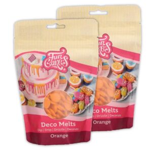 AOS Set Doppelpack Deco Melts Orange 2er-Pack enthält Funcakes Deco Melts 2x 250g Tauchen, drippen, dippen und dekoriere