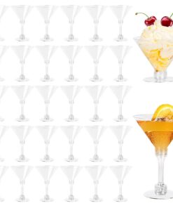 Mispudin Klassische Martinigläser Plastik Wiederverwendbar, 30er Set, 150ml für Party, Hochzeit, Geburtstag