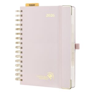 POPRUN Hellrosa Tageskalender 2026 A5 Ringbuch - Tagesplaner fürBusinessleute mit Terminkalender (Jan.2026-Dez.2026) P