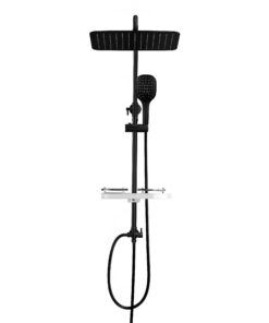 JOHO XXL Regendusche mit Ablage Duschsystem Schwarz Duschset ohne Duscharmatur 3525MB
